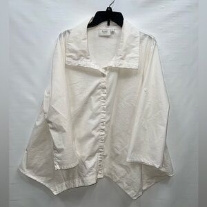 Inae Collection Shirt Womens Large White Boyfriend Trapeze Asymmetric Lagenlook